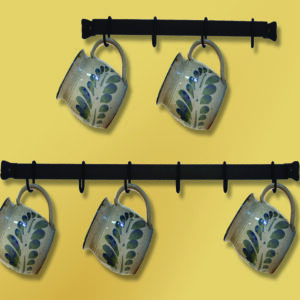 Cup or Utensil Rack 16 Inches Long – Comes With 4 Movable Hooks