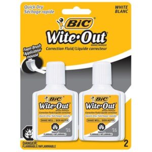 BIC White-Out Brand Quick Dry Correction Fluid, White, 2/PK