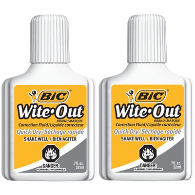 BIC White-Out Brand Quick Dry Correction Fluid, White, 2/PK - hm