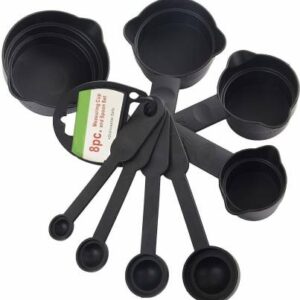 8-Pieces–Popular Combo Set black color  Measuring Cups & Spoons Set